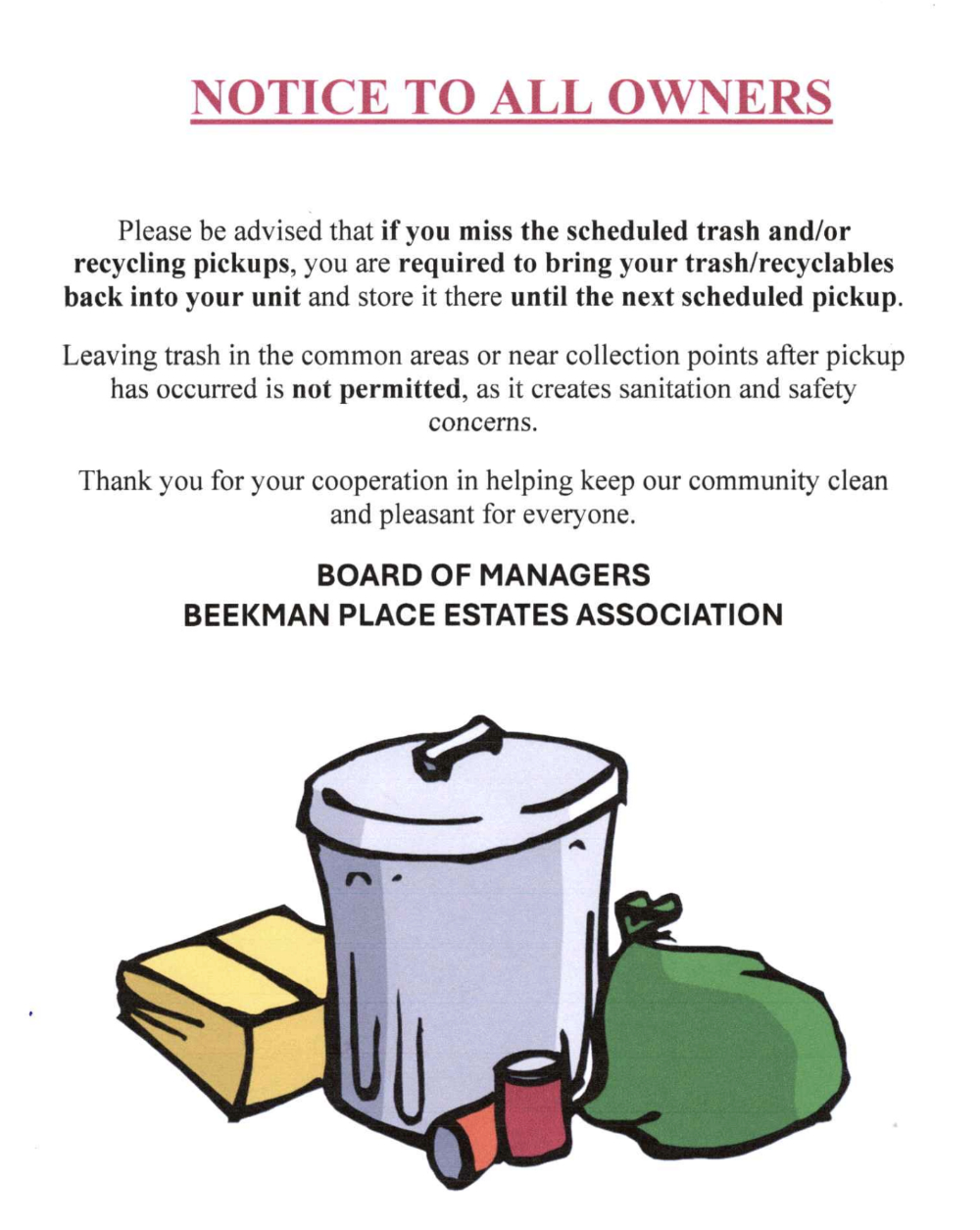 missed pickups - trash and recycling